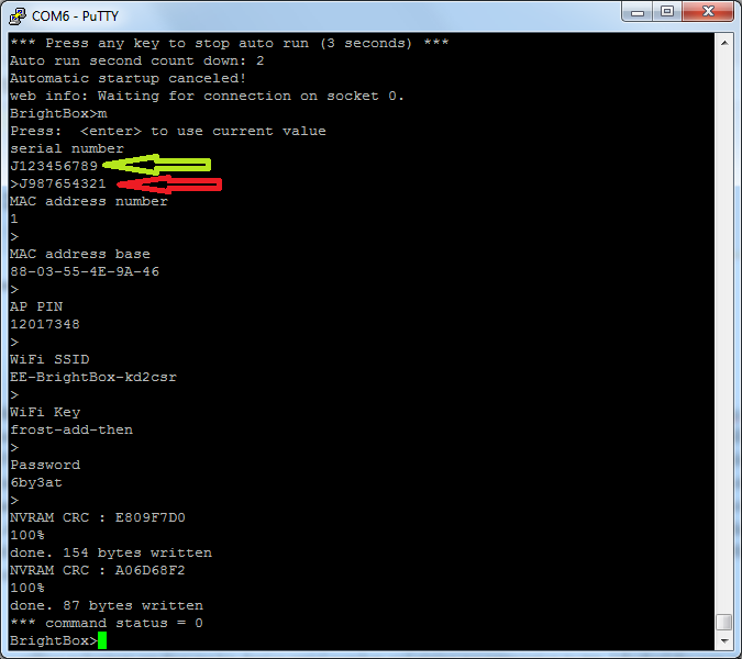 Flashing a new serial number Flashing a new serial number